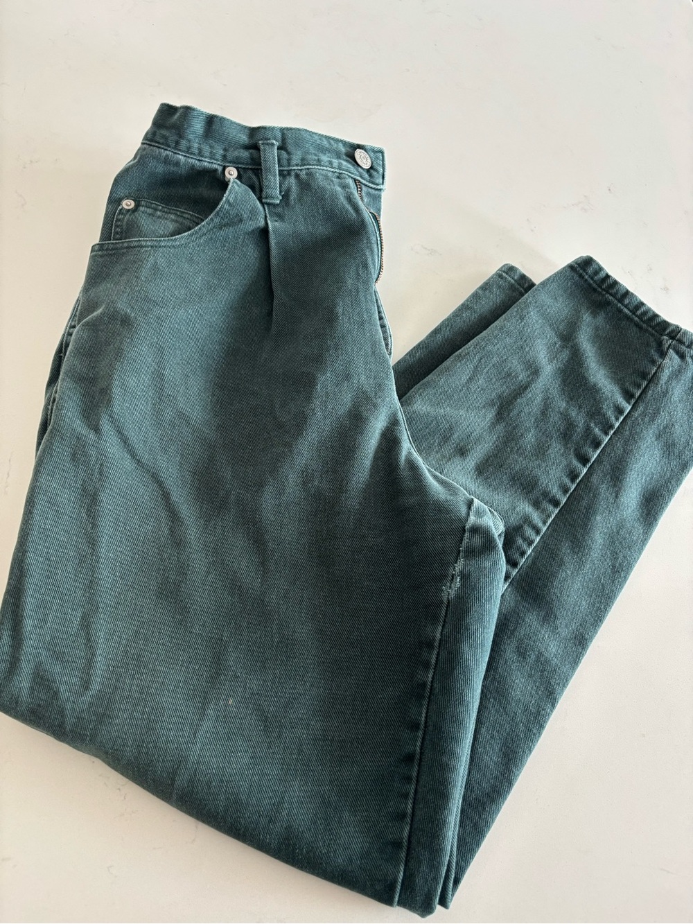 Vintage High-Waist Green Jeans